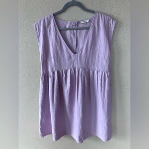 Madewell 100% Linen Dress Medium Sleeveless V-Neck Lavender Purple